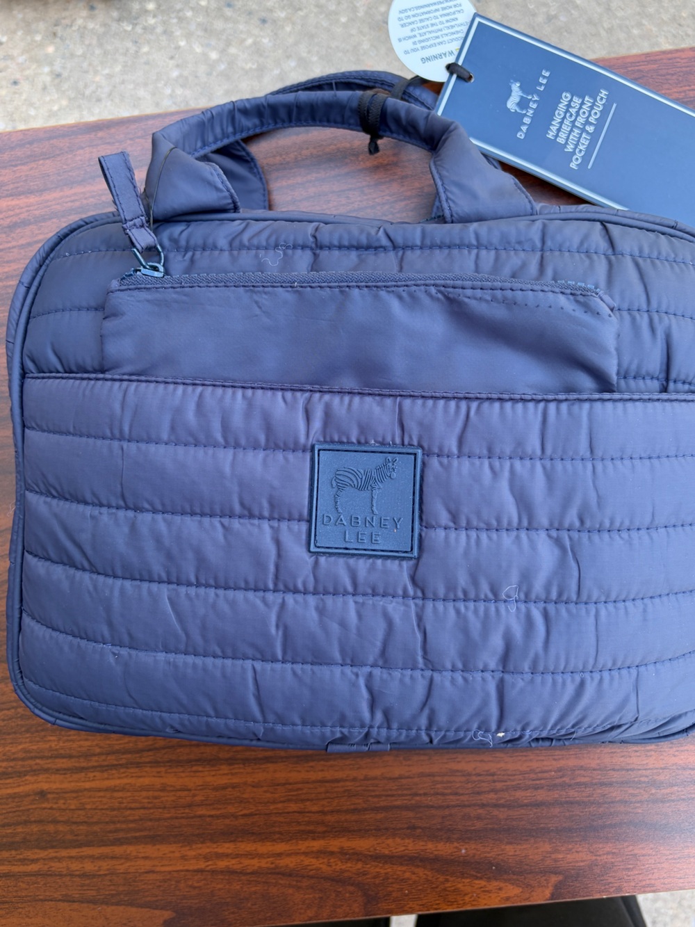 Dabney Lee Navy Quilted Hanging Travel Organizer Toiletry Cosmetic Bag NWT